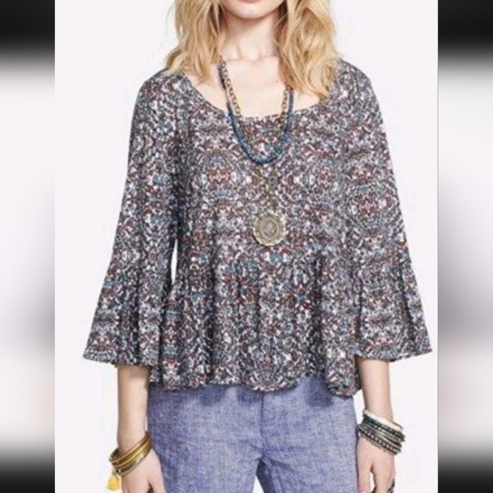 Free People Multicolor Bohemian Peplum Style.